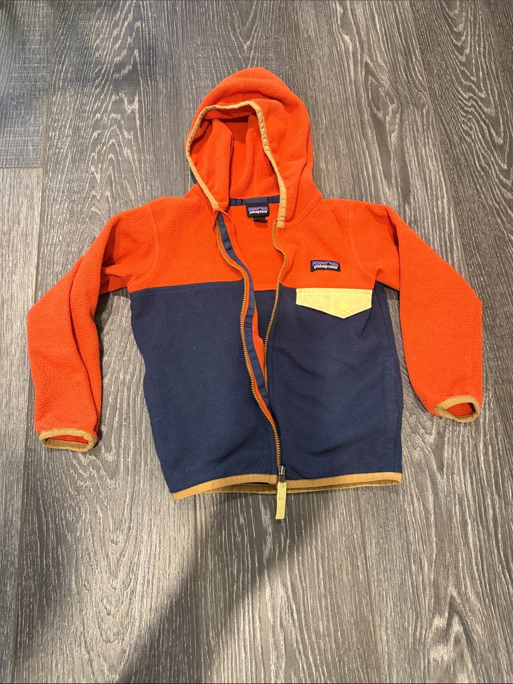 Patagonia toddler color block hooded sweater full zip 3T